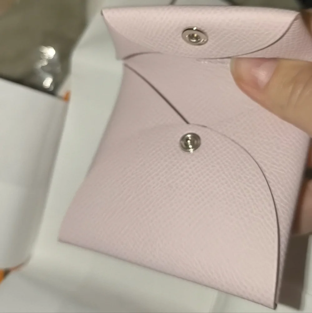 Hermes Bastia Change Purse In Epsom Calfskin Leather Mauve Pale